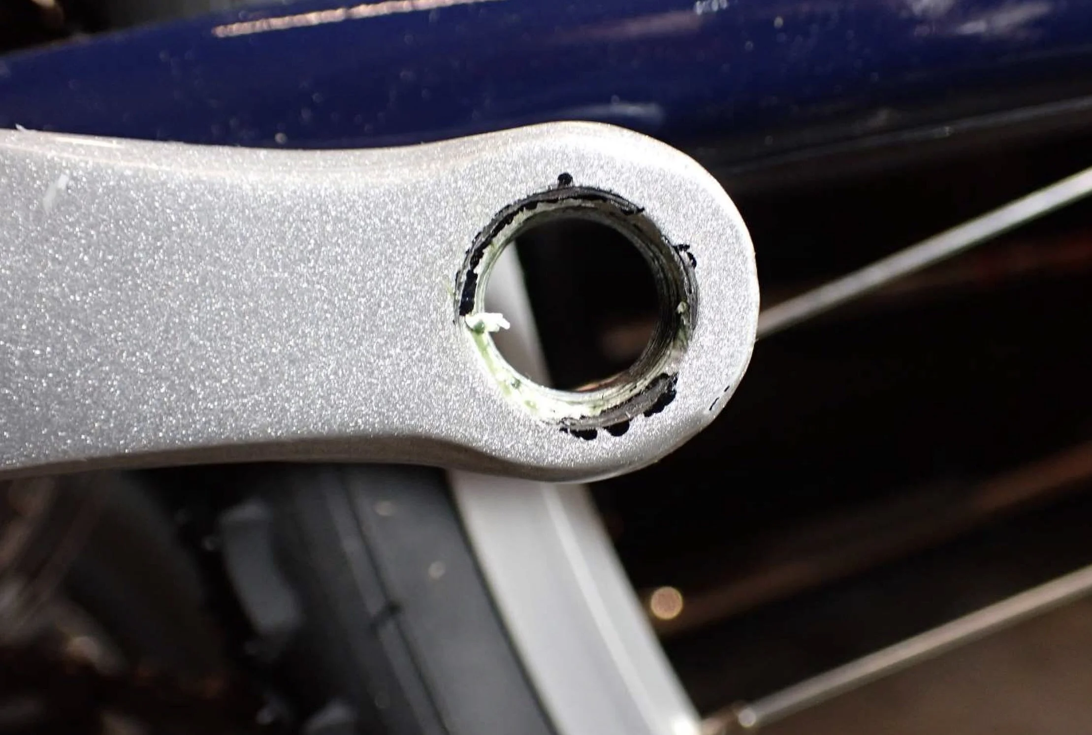 Close-up of bicycle components for inspection